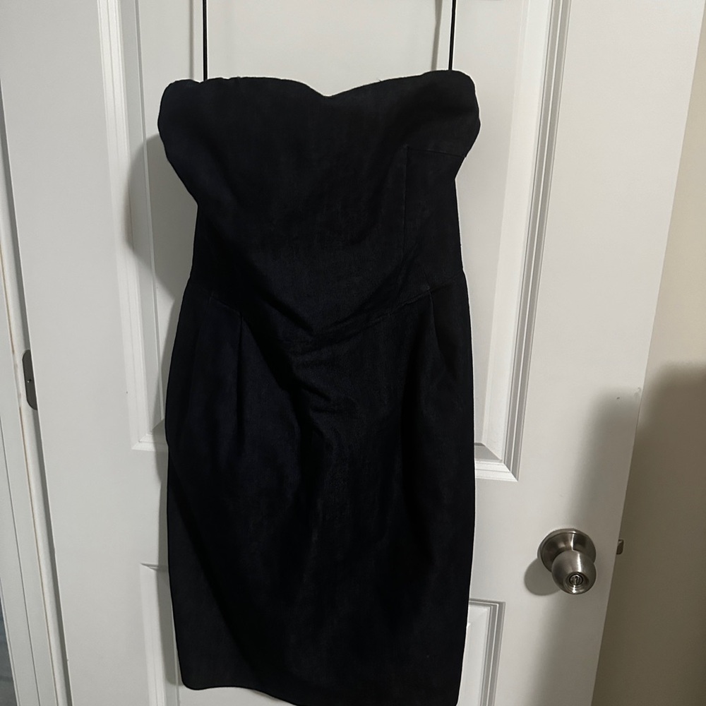 Express Dark Denim Tube Dress with pockets
